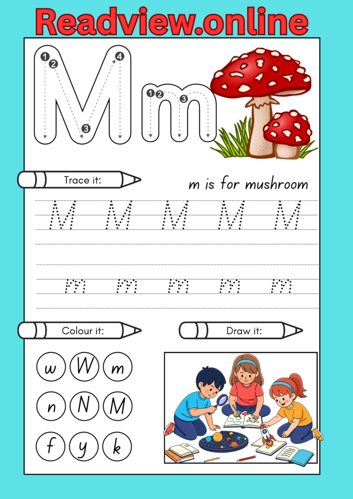 Educational activity for letter M